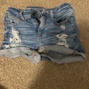 American Eagle Outfitters Blue Distressed Jean Shorts